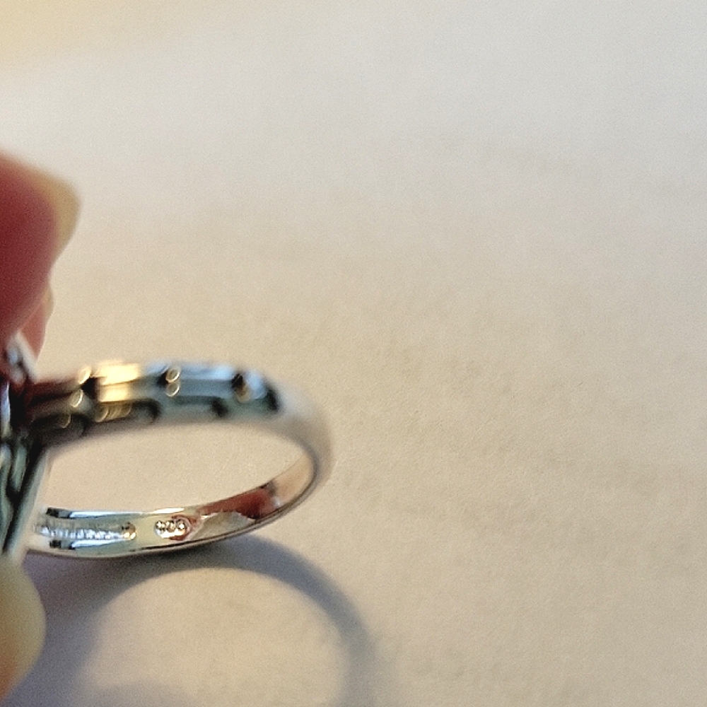 Sterling Silver Bali Signet Ring with Dot & Link Design Sz 5 - Picture 4 of 5